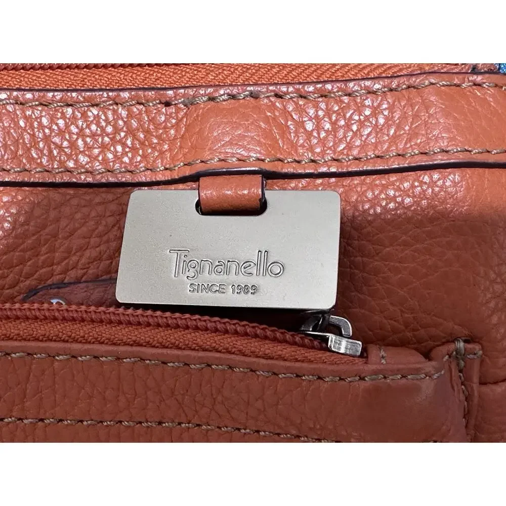 Tignanello Women's Small Pebble Leather Shoulder Crossbody Bag Orange